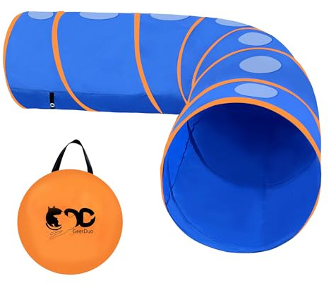 Dog Agility Tunnel with Ventilated mesh, Dog Agility Equipment, Dog Agility Training with Carry Bag (Blue+Orange)
