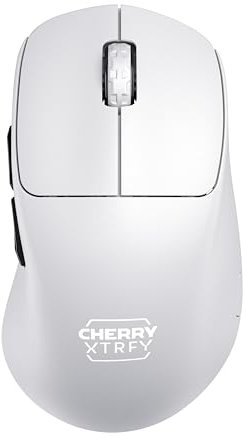 CHERRY XTRFY M64 PRO 8K WIRELESS Souris de Gaming Sans Fil Ultra-Rapide, Sans Fil 2,4 GHz, Optimisée pour esports, Souris 8K, Forme Ergonomique avec Front Plat, blanche