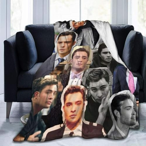 ABARTY Ed Westwick as Chuck Bass weiche und bequeme warme Überwurfdecke, Picknickdecke, Fleecedecken für Sofa, 125 cm x 100 cm