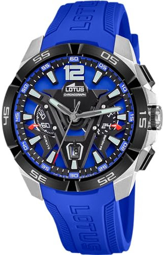 Lotus Reloj Hombre 18944/4 Vortex Caja de Acero Inoxidable 316l Plateado Correa de Caucho Azul