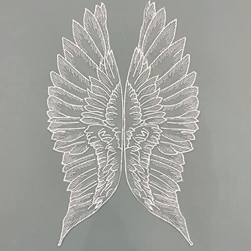 3 Paar Engelsflügel Patches,Große Wing Applikation,Gestickte Flügel Aufnäher,Sticker Applikationen,Bestickte Patche,Reparatur Dekoration zum Aufnähen für Kleidung,Kleider,Jeans,DIY Basteln,Weiß
