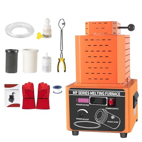 Forno Elettrico Forno Elettrico per Oro da 5000 W, Forno di Fusione Digitale con crogiolo di Grafite, Tempo di Fusione di 3-5 Minuti, Kit di Fusione per Fusione Industriale dei Metalli,3Kg