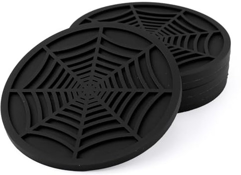 6pcs Dessous de Verre en Toile d'Araignée pour Halloween, 10cm Dessous de Verre en pour Boissons Effrayant Set de Table Toile d'Araignée pour Décoration de Cuisine de Fête d'halloween