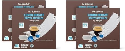 by Amazon Capsules de café Lungo Décaféiné compatibles avec Nespresso, Torréfaction Moyenne, 100 Unité (2 lot de 100) Certifié Rainforest Alliance