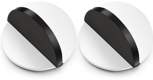 Hotop Self-Adhesive Floor Door Stoppers Oval Stainless Steel Door Stop Mounted Half Moon Wall Protector with Glues for Hard Floor Glass(White,2 Pcs)