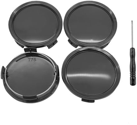 IUSOT Radnabenkappen, 4 Stück Nabendeckel 75mm, ABS Felgendeckel mit 1 Schraubendreher, Ideal für Autos, Robuste Radnabenabdeckung, Ideal Ersatzteile für Radkappen und Felgen