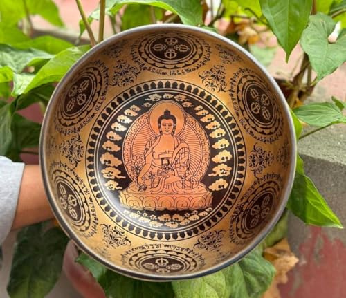 20,3 cm Buddha-Klangschale – doppelte Dorje tibetische Mantra-Klangschalen – 20 cm Klangschalen – Meditationsheilung Yoga Klangbad – Geschenkschalen