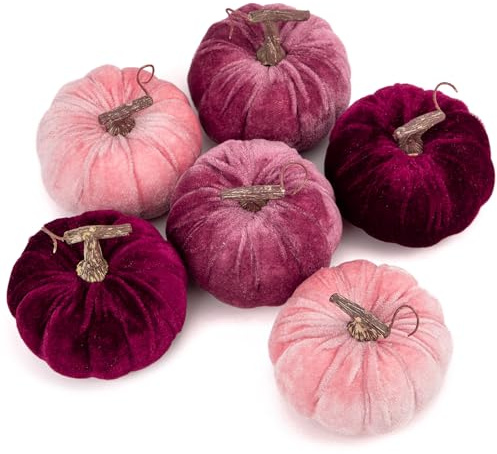 6er-Set künstliche Samt-Kürbisse 10cm Künstlicher Kürbis für für Herbstdeko | Halloween DIY-Herbstdekorationen, Herzstück für Herbsthochzeit, Herbst-Wohnkultur, Thanksgiving-Dekoration