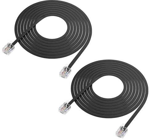 XMSJSIY Cable alargador RJ12 6P6C, cable de teléfono macho a macho, cable recto para datos de grado profesional y línea telefónica de voz para teléfono fijo, teléfono, módem, fax – 3 m/9,8 pies, 2