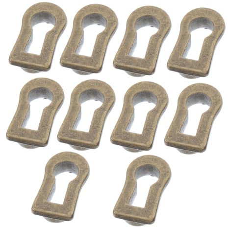 10Pcs Antique Keyhole Cover Insert Decorative Keyhole Protector for Furniture Vintage Style Metal Plate Ideal for Cabinets and Doors