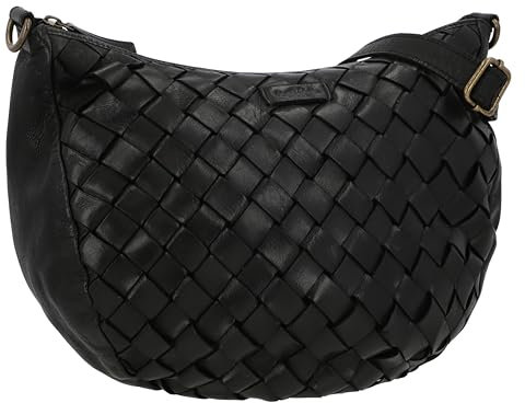 Gusti Leder Umhängetasche Damen - Clover – Halbmondförmige Ledertasche Damen aus Rindsleder - Vintage Umhängetasche Leder mit Retro Flechtdesign