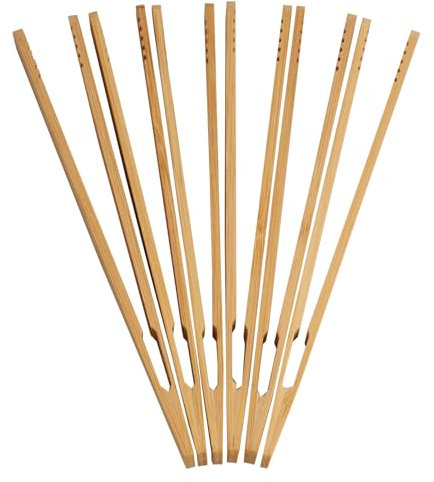 Grillzangen aus Bambus 6-Pack - Buffetzange für Korean BBQ, Mookata Thai BBQ, TomYang Hot Pot und Mehr, Ideal als Essstäbchen-Ersatz