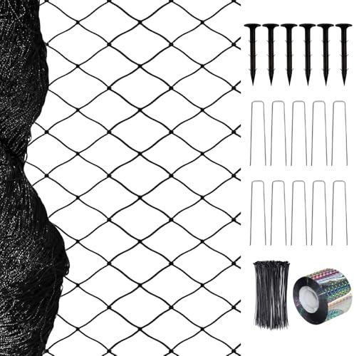 Bird Netting, 25FT×50FT with 1 Inch Garden Netting, Chicken Nettings, Nettings for Garden Protection, Chicken Wire Mesh, Black Mesh for Fruit Trees, Bushes (25'×50'-1'')