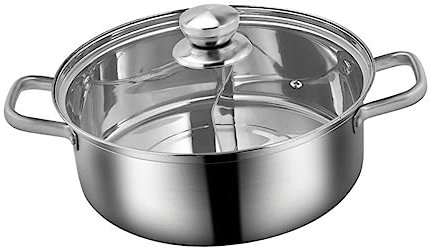 Hot Pot Topf mit Trennwand Edelstahl Glasdeckel Weihnachten Mottoparty