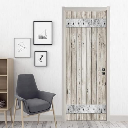 Türtapete Selbstklebend 77x200 cm Vintage Holz Türaufkleber 3D Braun Türposter Türfolie Poster Tapete PVC Wasserfest für Schlafzimmer Wohnzimmer Tür A-106