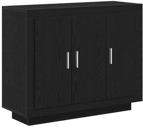 vidaXL Sideboard Buffet - Black Oak Engineered Wood - Rectangular 3-Door Storage for Dining/Living Room