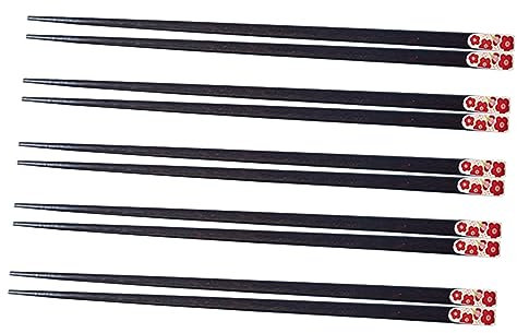 Alipis Juego De 5 Pares De Palillos De Madera Para Cocinar Reutilizables Para Bebés Kawaii Japoneses Lindos
