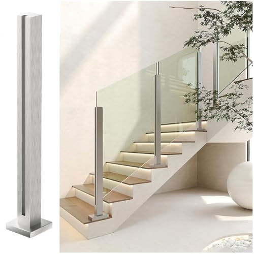 DVTFRUI Système de poteaux de Balustrade en Verre en Acier Inoxydable 304 pour Garde-Corps intérieur et extérieur de terrasse, Balcon, Grenier, escalier,End Post,41.3 inch/105cm