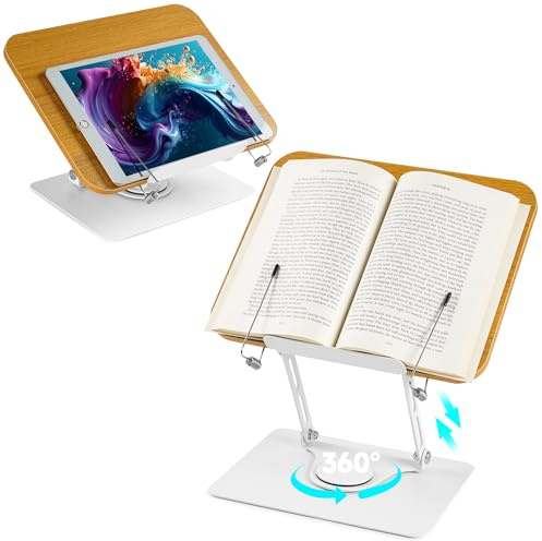 Zouway Support de Livre pour Lecture, Hauteur Réglable porte Livre Ergonomique, Book Stand Pliable pour Livres, Tablette, Recette Manuel,Porte-Copie, Chevalet Pupitre Stand