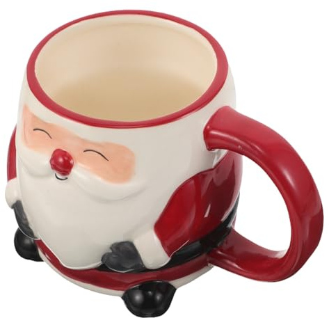 PRETYZOOM Taza de Cerámica Santa Claus para Navidad Taza de Caliente y Té Diseño Festivo Pintado Mano para Lavavajillas Regalo para Adultos