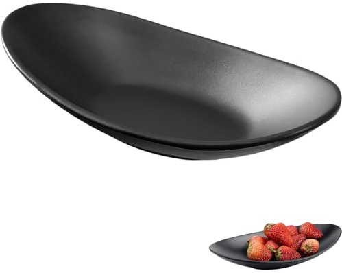 QiMan Schwarze Schlüsselschale, Oval Schale Tablett Chmuckschale, Schmuckschale, Deko Schales, Schlüssel Schale, Schlüsselablage, für Flur, Schlafzimmer & Büro (21.5 x 13.8 x 4.6cm)