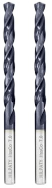 Hilpaty Cobalt Drill Bits 7.0mm x 2pcs M35 HSS Drill Bit for Metal, AlTiN Coating, Standard DIN 338 (7.0mm x 109mm x 2pcs)