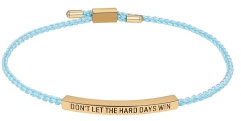 JewelryWe Motivierendes Schlaucharmband Armband für Damen, Don't LET THE Hard Days Win Schwarz Verstellbar Geflochten Nylon Armreif Manschette mit Edelstahl Schieber inspirierendes Geschenk