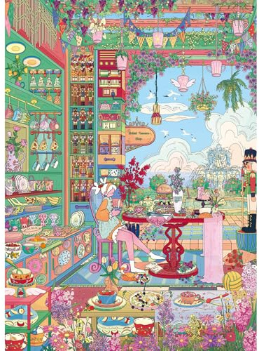 HUADADA Jigsaw Puzzles for Adults 1000, 1000 Piece Jigsaw Puzzles, Whimsical Garden Tea House Puzzle, Cozy Mindfulness Activity, Beautiful Home Decor Gift