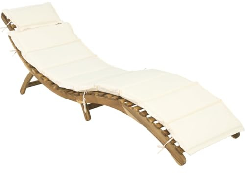 Bain de soleil en bois avec coussins inclus Jakarta - Beige