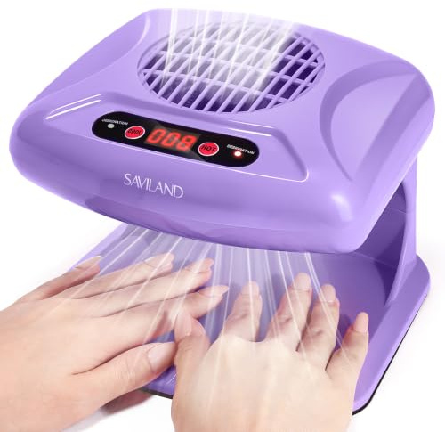 SAVILAND Quick Dry Nail Dryer: Powerful Airflow Nail Dryer for Regular Varnish Automatic Sensor Nail Polish Dryer Hot Cool Dual Air Modes Battery Free for Nail Technicians Home Salon Use 300W