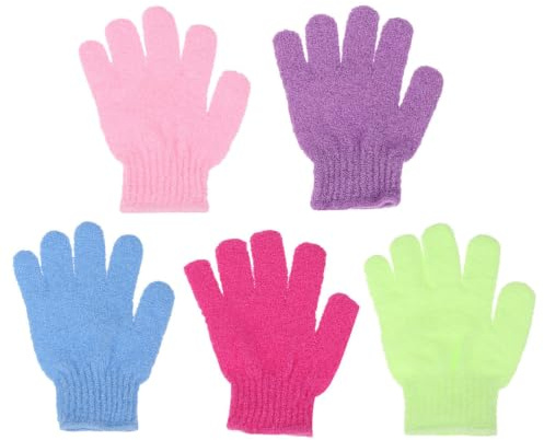 ERINGOGO 30pcs Five Finger Nylon Exfoliating Gloves Bath Scrubber for Back Massage and Body Cleansing Sturdy Shower Gloves to Wipe Excess Oil and Revive Random Color