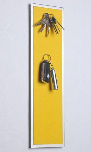 Magnet-Schlüsselbrett aus Edelstahl (42 x 12 cm) mit Filz in gelb – statt Schlüsselkasten