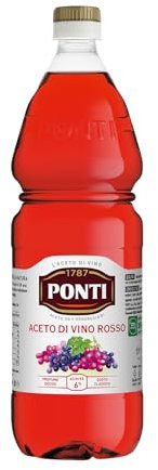 Ponti, Aceto di Vino Classico Rosso, Realizzato con Vini Selezionati, Ideale per Accompagnare Verdure Cotte e Crude, Acidità 6%, Profumo Deciso, 100% Made in Italy, PET da 1L