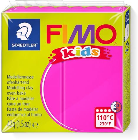 STAEDTLER FIMO KIDS, pasta modellabile termoindurente, per bambini, panetto da 42 grammi di colore pink, 8030-220