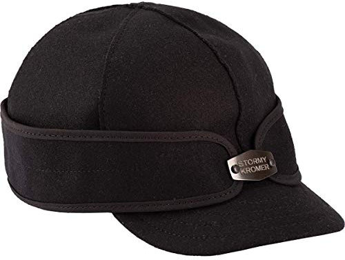 Stormy Kromer Das Original Kromer Cap mit Hardware - Wintermütze aus Wolle mit Ohrenklappen - Schwarz - 63 EU