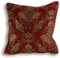 Shiraz Square Cushion Cover - Burgundy Red - Embroidered Damask Jacquard - Gold Piped Edges - Reversible - Zip Closure - 100% Polyester - 45 x 45cm (18 x 18 inches) - Made by Riva Paoletti