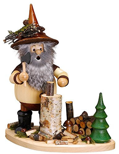 Drechselwerkstatt Uhlig DWU | Räucherfigur Räuchermann Räuchermännchen | Weihnachtsdekoration Handwerkskunst aus dem Erzgebirge | 26 cm | Holzhacker