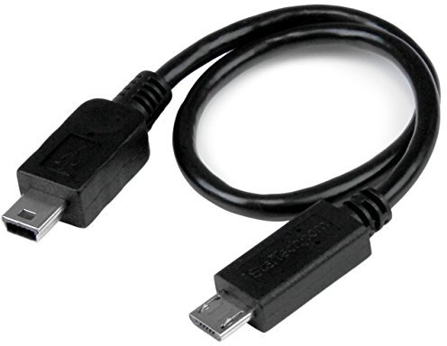 StarTech.com Câble USB OTG Micro USB vers Mini USB de 20 cm - Adaptateur USB On-The-Go - M/M - Noir (UMUSBOTG8IN)