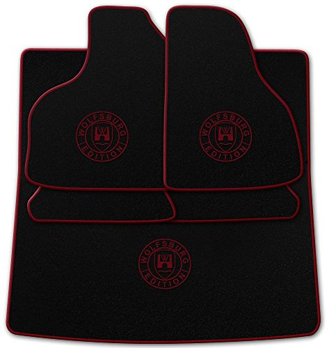 Passgenaue Fußmatten aus schwarz-Nadelfilz (Q100) mit Print WOB Rand und Druck Farben kann gewählt werden