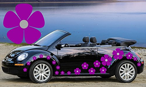 32 PURPLE & SILVER CENTER PANSY CAR DECAL STICKERS,CAR GRAPHICS, FLOWER CAR STICKERS