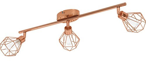 EGLO LED Deckenlampe Zapata, 3 flammige Deckenleuchte, Deckenstrahler aus Metall und satiniertem Glas, Wohnzimmerlampe in Kupfer, Weiß, Flurlampe inkl. G9 Leuchtmittel, warmweiß