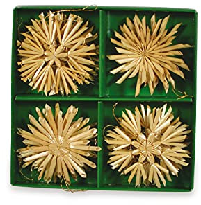 Riffelmacher 75365 - Stroh-Sterne, 14 Stück im Karton, Größe je Stern 6 cm, Baumschmuck, Gesteck, Dekoration, Weihnachten, Advent