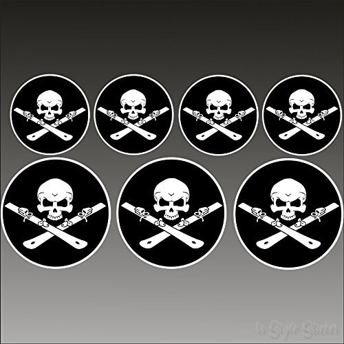 SKI Aufkleber Skull Ski Set 7 Sticker Zubehör Ski Freeride Felle, Bindung, Powder, Twintip, Helm Skifahren