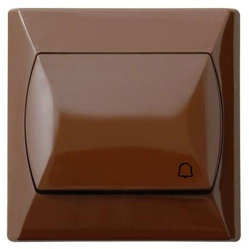 Simple Big Button Basic Reactive Push Release Door Bell Switch Plate Brown