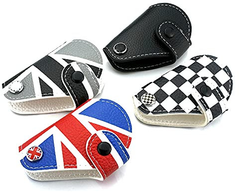 Heinmo Für Cooper R55 R56 R57 R60 R61 Clubman Countryman Union Jack Auto Echtes Leder Schlüsseltasche Fall Abdeckung (Gray Rice)