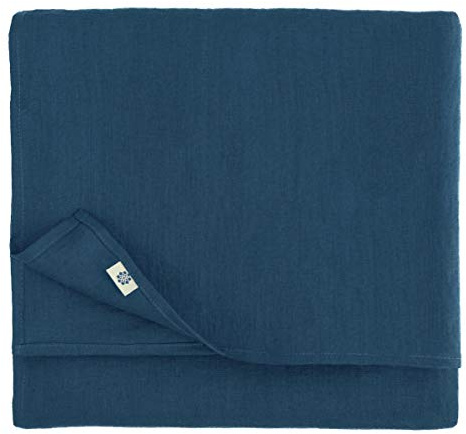 Linen & Cotton Tischdecke Hygge - 100% Leinen, Dunkelblau/Blau, 100 x 100 | Tischtuch, Tischwäsche Kariert Landhausstil, Quadratische Festliche Frühling/Home, Für Küche Restaurant Cafe Hotel