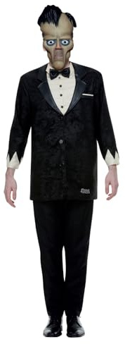 Smiffys The Addams Family Lurch Costume, Adult, Black, Includes Top, Trousers & Mask, Officially Licensed, Full Lurch Addams costume perfect for parties or Halloween