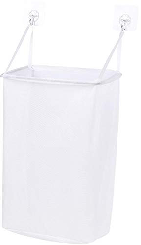 luckything Hängender Wäschekorb Für Badezimmer, Platzsparender Kleiner Wäschesammler Wäschesammler Hängend Mit 2 Saughaken Wäschesack Zum Aufhängen, Spielzeugsack Für Kinderzimmer &