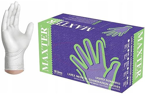 Maxter Unisex stk., Gr. Latex Einmalhandschuh gepudert 100 St ck Gr M, Weiß, M EU
