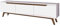 Calicosy Meuble TV 3 Portes Blanc - L180 cm - en Panneaux de Particules - Coloris Blanc et chêne - Meuble Gain de Place - pour Salon - L180 x l35 x H48,6 cm